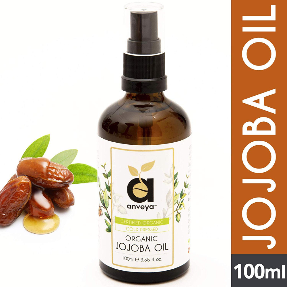  Anveya Jojoba Oil, Cold Pressed & Certified Organic, 100ml, (for Hair, Skin & Face Care) <small>(Shipping Per: MK90.00)</small>