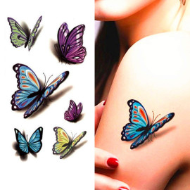 SENECIO® Mini Design Colorful Flower Butterfly Waterproof Body Art Sleeve DIY Stickers Glitter Temporary Tattoo <small>(Shipping Per: MK35.00)</small>