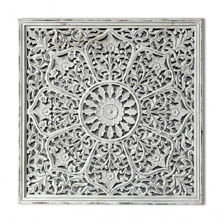 Craftter Antique White Color Handcarving on Wood Wall Décor Hanging Large Wall Sculpture Art <small>(Shipping Per: MK9,273.80)</small>