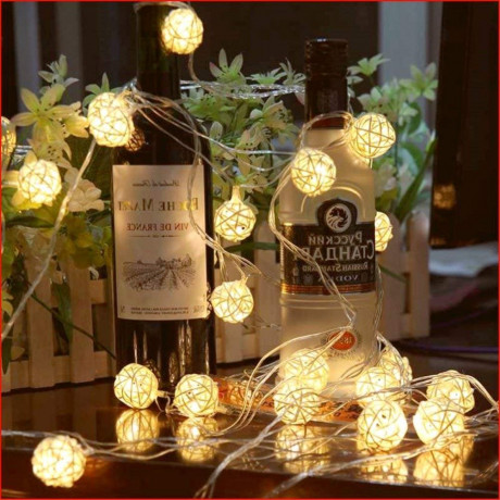 Mansaa Essentials - Home Decor String Light (Battery Operated with 3 AA Battery Case(Batteries not Included) (Gold Balls, 20 Balls 6.6 feet) <small>(Shipping Per: MK4,487.70)</small>