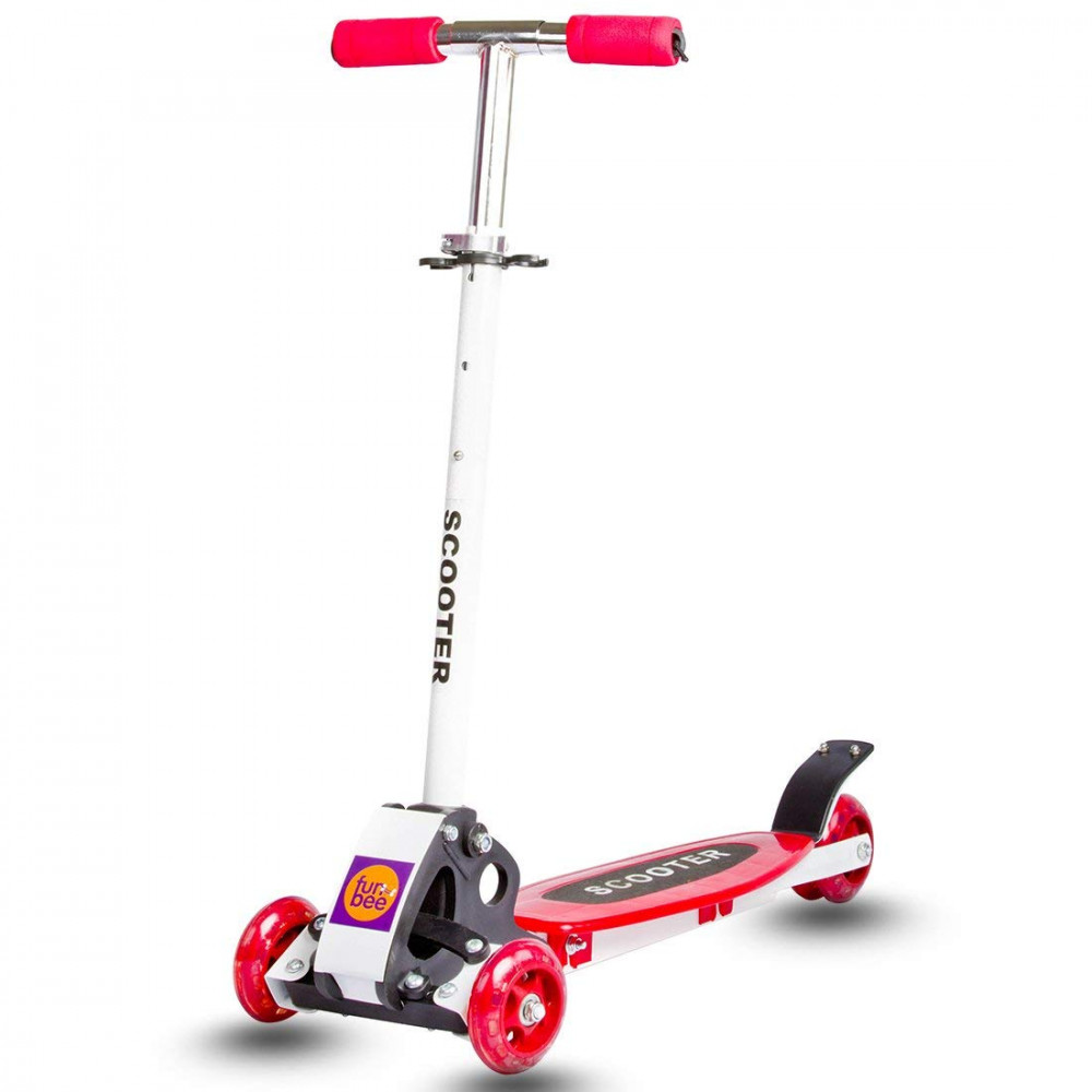 BAYBEE Funbee 3 Wheel Lean to Steer 3 Adjustable Height with Suspension Ninja Skate Scooter for Kids (Red, 3 -12 Year Old) <small>(Shipping Per: MK1.90)</small>